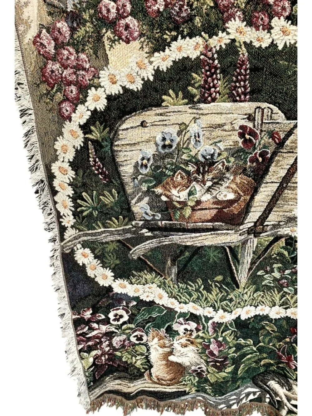 Persis Clayton Weirs Cats Kitten Flower Tapestry Throw Blanket 42